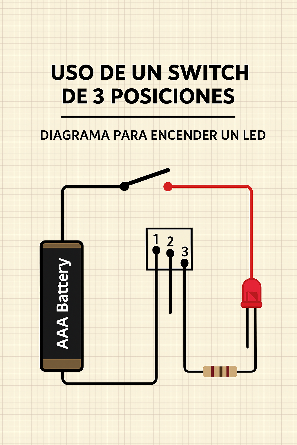 Uso de un Switch de 3 Posiciones + Diagrama para Encender un LED